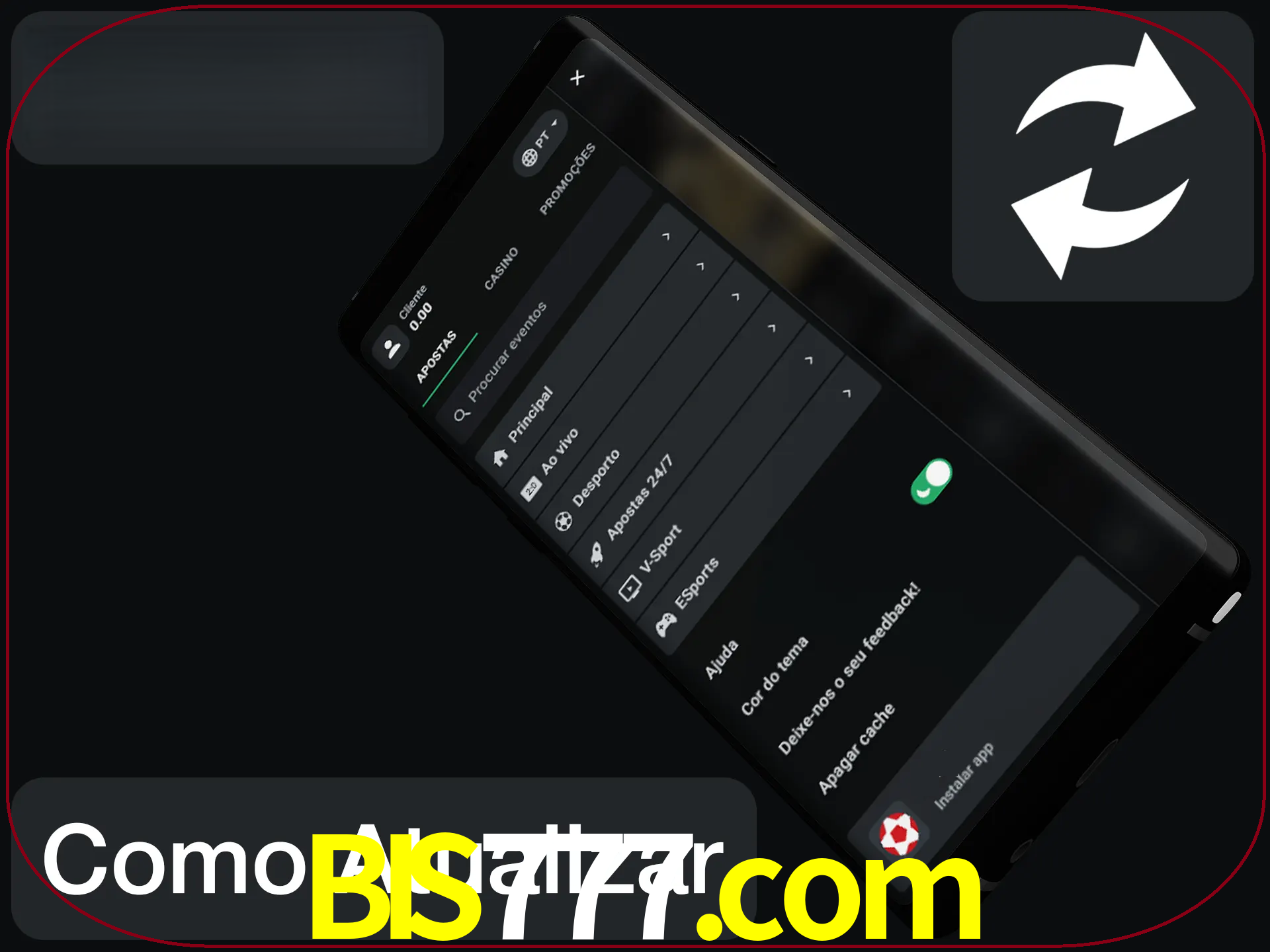 O aplicativo é atualizado automaticamente quando você faz o login.