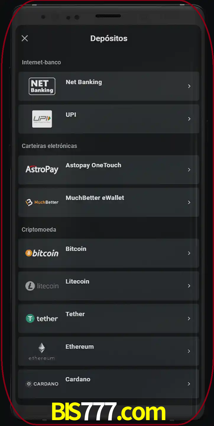 Você pode usar métodos alternativos de depósito.