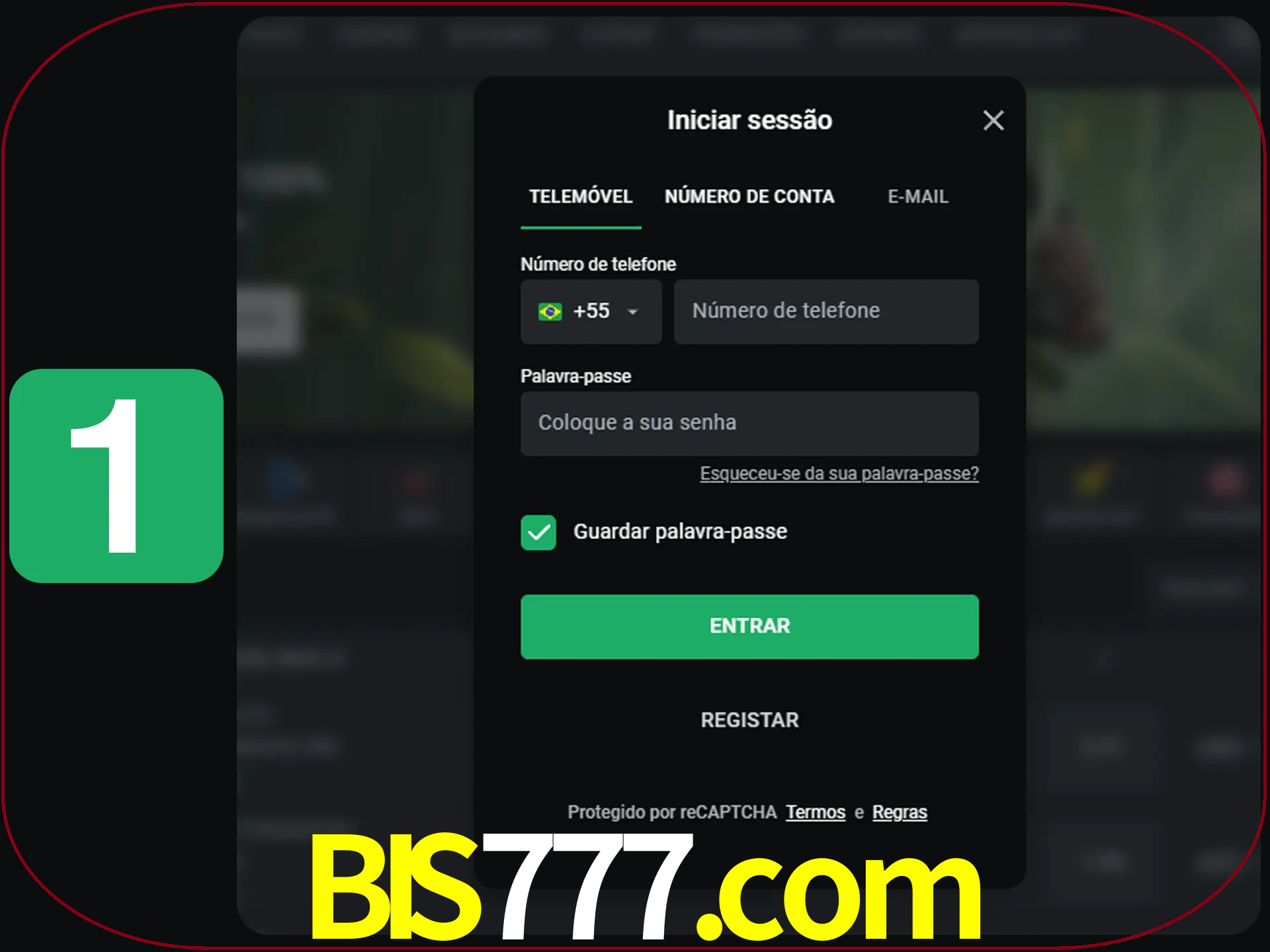 Clique no botão Entrar.